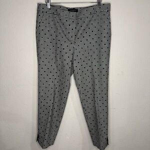 Talbots Black White Gingham Check Polkadot Lined Dress Pants Wool Blend Size 10P